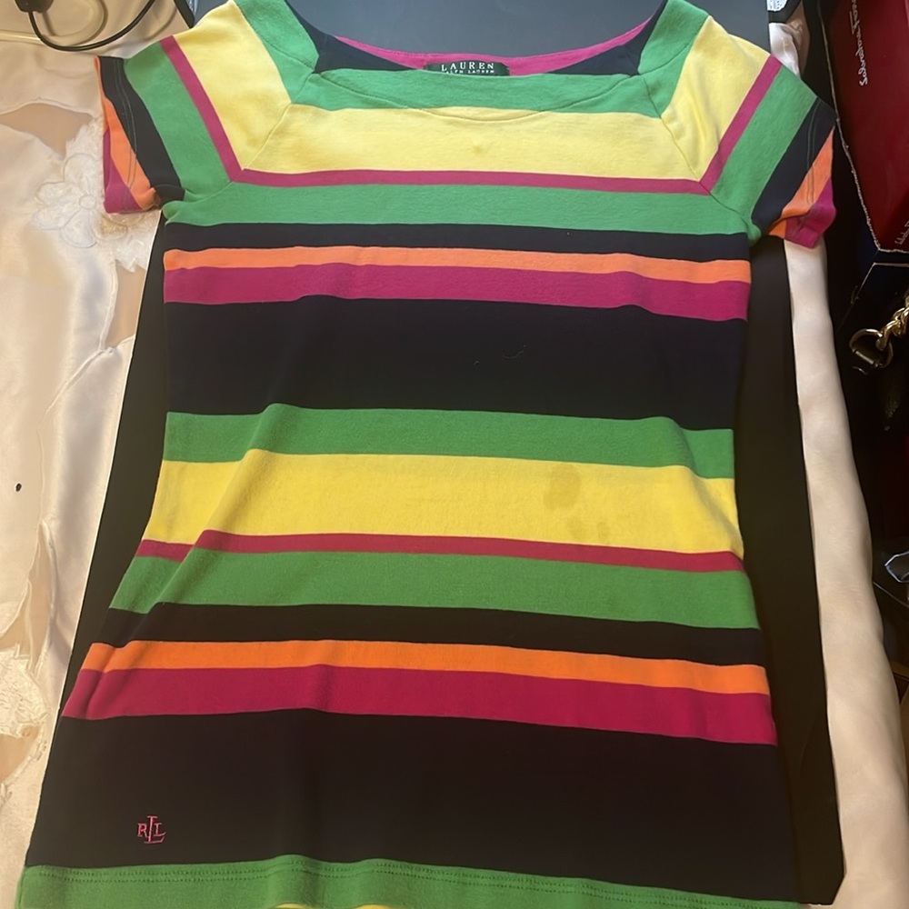 Lauren Ralph Lauren Striped Multicolor Womens Top 000536